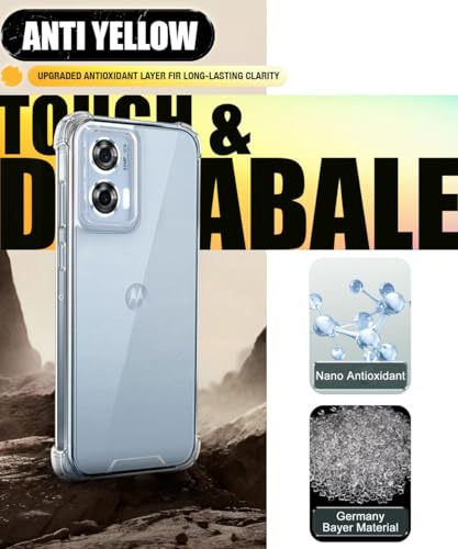 Image of WOW IMAGINE Ultra-Hybrid Crystal Clear Back Case for Moto Edge 50 Fusion 5G | Moto G96 5G | Shockproof Design | Camera Protection Bump | Hard Clear Mobile Back Cover with Cushioned Edges - Transparent