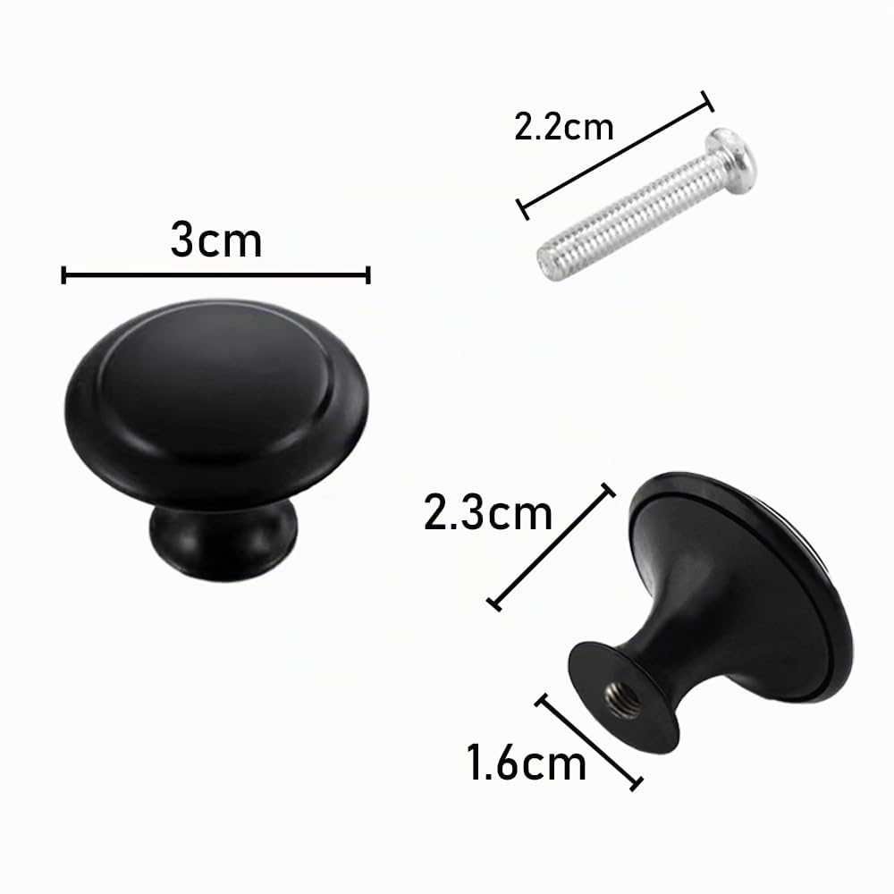 25 Pezzi Pomelli Rotondi per Armadi, Pomelli per Porte in Acciaio Inossidabile Nero Pomello per Porta di Armadio Pomelli per Cassetti a Fungo con Viti di Montaggio per Mobili Armadi (30 mm)