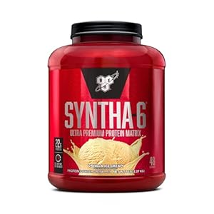 BSN SYNTHA-6 Whey Protein Powder, Micellar Casein, Milk Protein Isolate Powder, Vanilla Ice Cream, 5 Pounds, 48 Servings (Pack of 1) – Package May Vary
