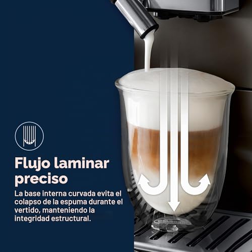Miniatura 6 de De'Longhi Juego de 2 vasos premium para café latte macchiato, apto para lavavajillas, pared doble vidrio templado, transparente, 330 ml