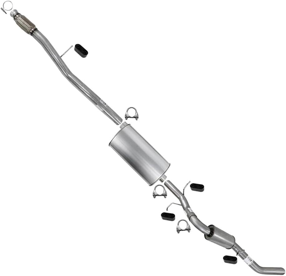 Exhaust Extension Pipe Muffler Tail Pipe System Kit Compatible with Chevy Silverado 1500 2014-2018 4.3L | Stainless Steel | Northeastern Exhaust | Includes Clamps & Hangers