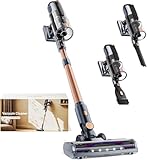 Akku Staubsauger 45000Pa, 60Min, nur 1,9 kg, 6-in-1 Staubsauger Kabellos mit LED-Leuchten, Anti-Tangle-Bürste & Ladestation,99,9 Prozent Filterleistung für Tierhaare, Teppiche, Hartböden, Auto