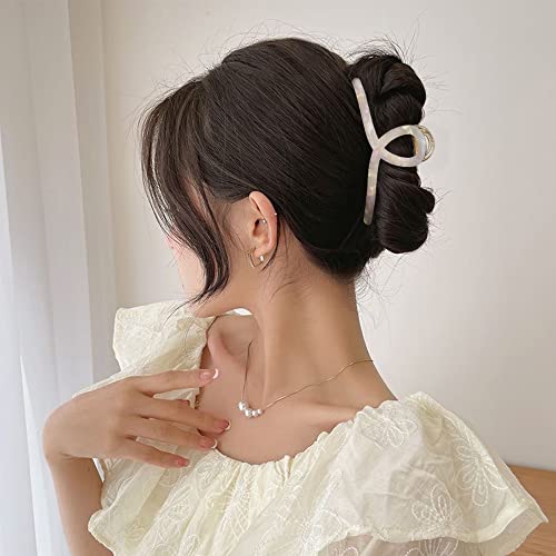 Big Hair Claw Clips Butterfly Hair Clips for Women 4.7" Large Acetate Metal Hair Claw Clip for Girls Hair Accessories for Long Thick Hair (Pearly White) - Image 4