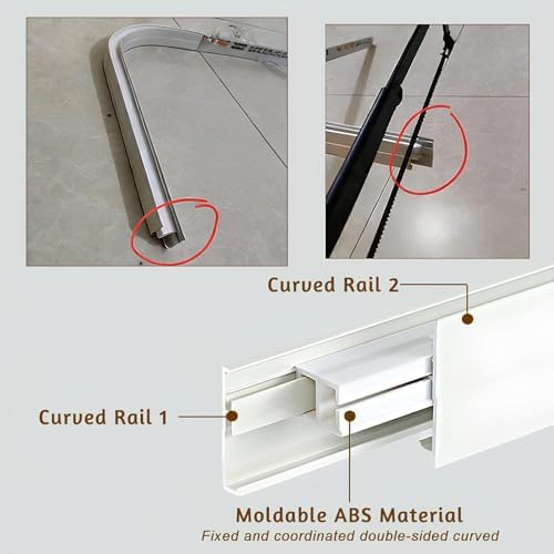 Adjustable 60-600cm Flexible Bendable Ceiling Track, Wall-Mounted Aluminum Alloy Rods for Bathroom, Bay Window, Room Divider (Champagne, 5x120cm)