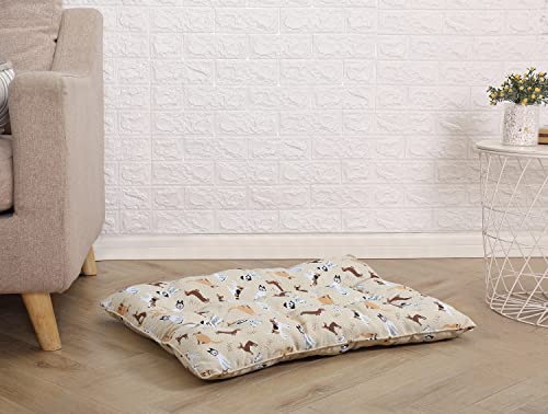 Beatrice Home Fashions Dog Bed, Plush, Comfortable, Cozy, Cotton, Tufted For Easy On And Off For Seniors And Puppies, Crate Mat, Reversible, Washable, X-Large 40" W X 30" L X 4" H, Dog Sprinkles #TOP1