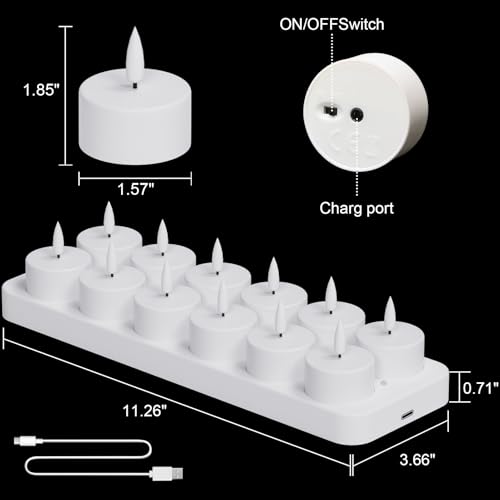 Rechargeable LED Flickering Tea Lights Candles Battery Operated with Remote by KunSwenn - Used condition - Image 6
