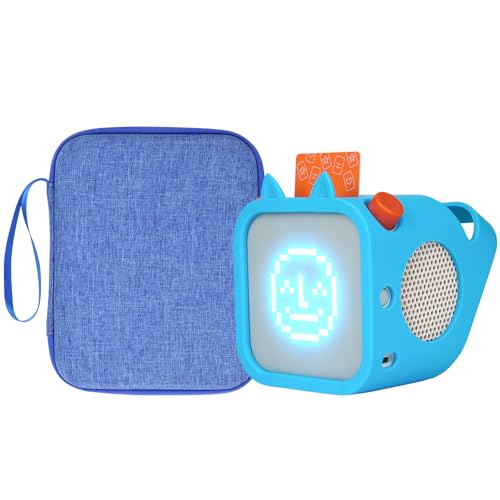 YouKnow Card Holder for Yoto Cards, Soft Portable Folder with Zipper & 96 Pockets Player, Card Binder Case with Yoto Player (3rd Gen.) Silicone Case for Travel (Blue)