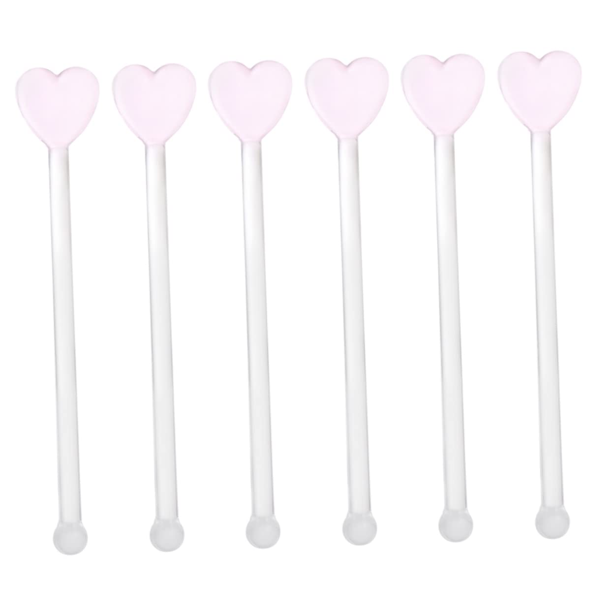 Ciieeo 6Pcs Transparent Glass Mixing Sticks Creative Heart Design Swizzle Sticks for Cocktails Desserts and Beverages Ergonomic Handle for Comfortable Grasp Easy to Clean Kitchen Tool