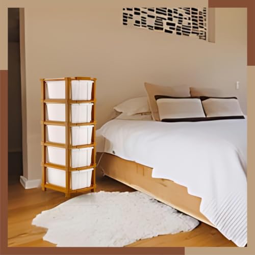Image of AVZEEGO 5XL Plastic Modular Drawer System for Home, Office, Hospital, Parlor, School, Doctors, Home and Kids, Product Dimension When assembeled (28cmx35cmx87 cm) (White, 5 LayeR)