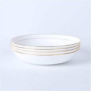 Talerze obiadowe porcelanowe 4 szt. talerze obiadowe klasyczne białe sałatki makaron talerze deserowe przekąski i przystawki talerz do serwowania mikrofalówki i zmywarki zestawy zastawy stołowej (rozmiar: 21 cm)