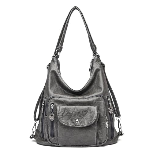 Sac à dos femme 3-en-1 en cuir PU gris : le sac à main vintage qui libère vos mouvements