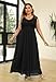 Nemidor Women's Deep- V Neck Sleeveless Vintage Plus Size Bridesmaid Formal Maxi Dress (26,Black)