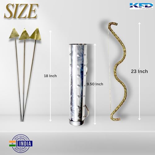 Image of Kaku Fancy Dresses Bow Arrow Tarksh Set - Ramleela Costume Accessories | Mythological Play Props | Ramayana Dress-Up Kit for Kids