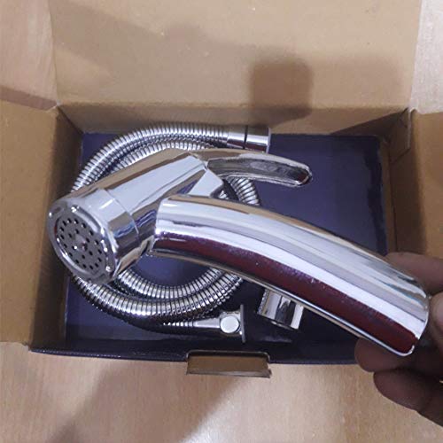 Image of JACKWILLS Shark ABS Health Faucet with SS-304 Grade 1 Meter Flexible Metal Hose Pipe and Wall Hook Chrome Finish