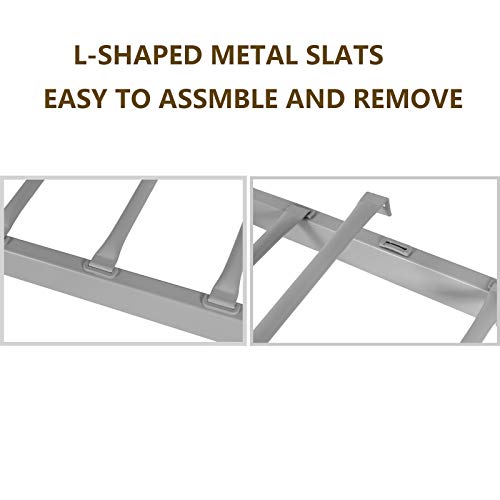 mecor Metal Bunk Bed Twin Over Twin - Sturdy Bed Frame with Safety Guard Rail & Removable Ladder - for Kids/Teens/Adults, Silver Grey
