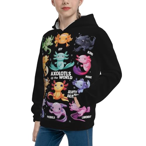 Axolotls Riding A Capybara Hoodie Youth Hooded Sweatshirt 3D Digital Printed With Pockets Tops4