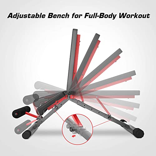 Pelpo Adjustable Weight Bench, Folding Weight Lifting Bench, Workout Bench For Home, Incline/Decline Bench For Full Body Workout, Strength Training Benches, Max Load 660Lbs #TOP2