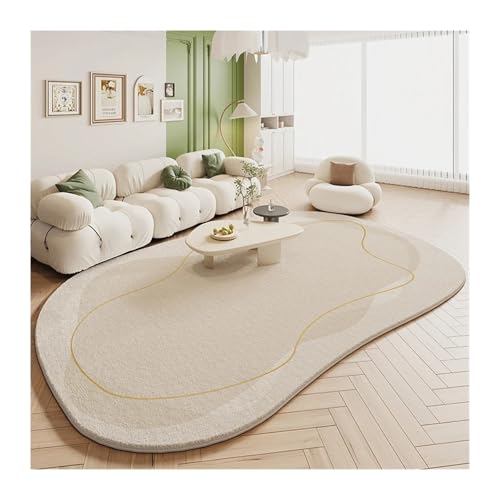 Tapis de forme irrégulière pour chambre à coucher couleur vert peluche