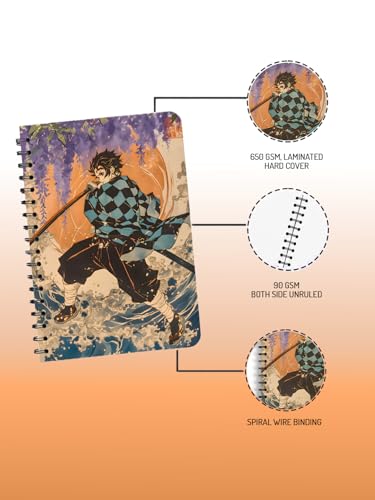 Image of ComicSense.xyz Anime Sketchbook Nichirin Warrior Printed A5 Spiral Drawing Sketch Book Unruled for Kids Students Gift