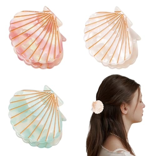 3 pzas mini pinzas conchas marinas 3 colores miniatura 1