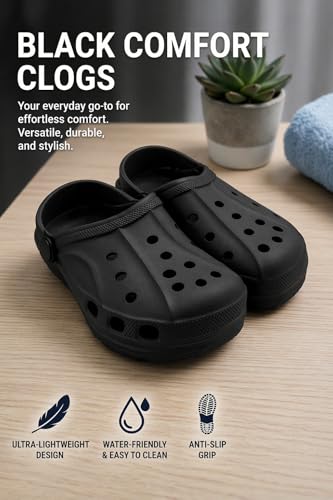 Image of Mens Classic Casual Clogs, Ultra-Lightweight, Water-Friendly, Anti-Slip Grip, Comfort Everyday Footwear