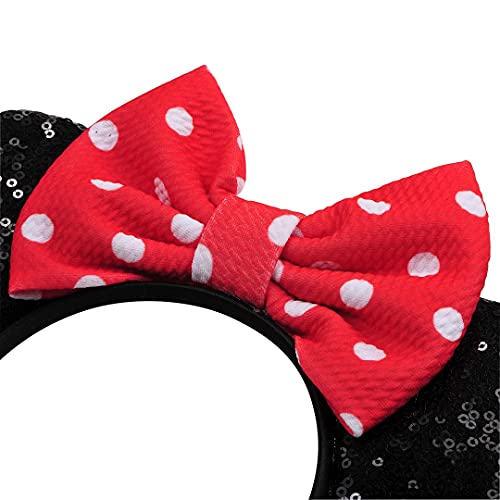 Image of FANYITY Mouse Ears, Sequin Mouse Ears Headband for Girls Women Halloween Birthday Party (Pink dots)