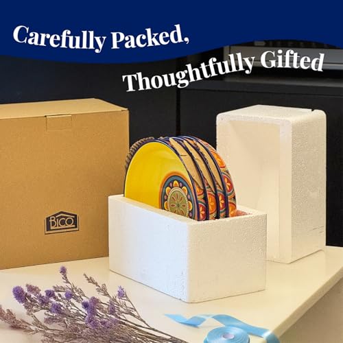 Bico Tunisian Pasta Bowls, 35oz Salad Bowl Set of 4, Large Ceramic Serving Dinner Bowls for Soup and Cereal, Microwave and Dishwasher Safe, Gift for Housewarming and Thanksgiving