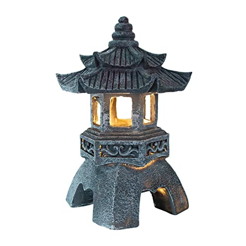 Doitool Garden Statues Solar Pagoda Lantern Garden Statue Buddha Pagoda Sculpture Indoor Outdoor Zen Garden Asian Decor For Landscape Balcony Patio Porch Art Ornament Pagoda Garden Statue #TOP25