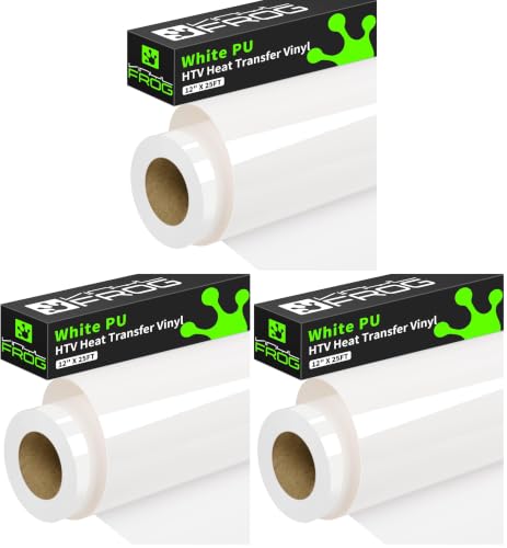 Image of VINYL FROG White Heat Transfer Vinyl Roll 12 inch x25ft White Iron on Vinyl (Pack of 3)