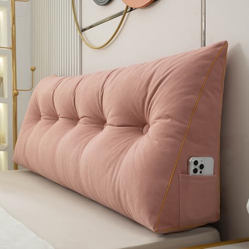 BaoTom Back Cushion for Bed Couch Reading Cushion, Wedge Cushion Headboard Bed, Cushion Bed Backrest, Book Cushion Lumbar Cushion Bed, Support Cushion for Reading Height of 50cm(Pink,80 * 50 * 20cm)