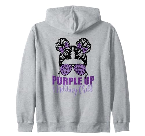 Purple up for Military Kid Messy Bun Month of Military Child Sudadera con Capucha