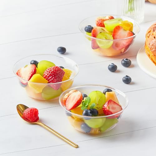 Qeirudu Q111 10 Oz Small Clear Plastic Bowls, 60 Pack Disposable Hard Plastic Salad Bowls Party Serving Bowls For Ice Creams, Fruit, Desserts thumb #3