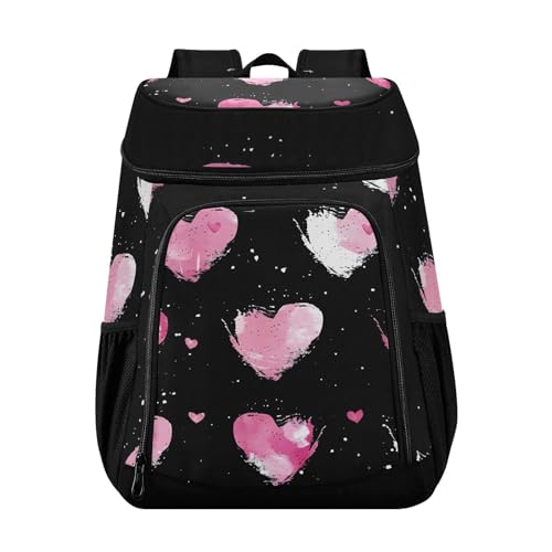 Heart Love Black Cooler Backpack Cooler Insulated Leak Proof Lunch Backpack 36 Cans Waterproof Soft for Men Women Picnic Hiking Camping Beach