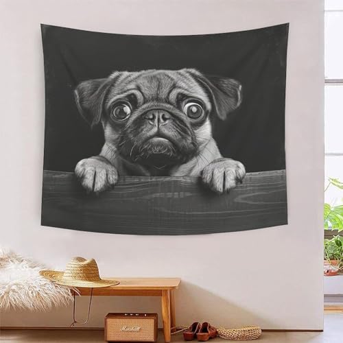 Tapisserie murale bouledogue français 3D grand format 180x230 cm