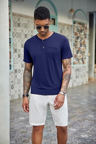 coofandy men39s 3 pack henley shirts short sleeve casual basic tees classic henley summer solid t shirts with pocket