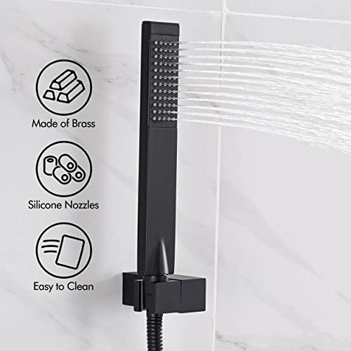 Bathroom Wall Mounted Bathtub Faucet With Shower Head Hand-Held Tub Faucet & Waterfall Faucet, Matte Black Xb6220-Bk #TOP3