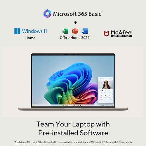 Image of ASUS Zenbook A14 OLED (2025),Qualcomm Snapdragon X Elite,Copilot+ PC, 0.9kg Light-Weight,14 inch(35.6 cm),32hrs Battery*, 16GB,512GB,Windows 11,MSO 2024,M365 Basic-1yr,AI PC,Metal Body,UX3407RA-QD054WS