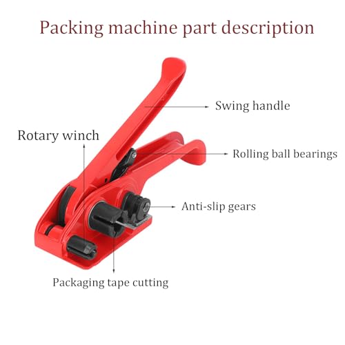 Manual Strapping Device Umreifungsband Set 13-19 Mm,Manuell Umreifungsgerät Komplettes Set,Enthält Zubehör: 250m Flexibles Polyesterband + 100 Metallverschlüsse,Für Palettenverpackungen Usw.