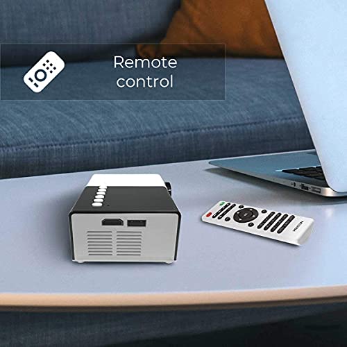 PRIXTON-Cinema-Mini-Mini-Proyector-Portatil-Proyector-Mini-Full-HD-900-Lumenes-Conexion-HDMI-USB-MicroSD-Aux-in-AV-in-Altavoces-Integrados-y-Mando-a-Distancia-Incluido-Reacondicionado