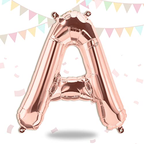 FUNXGO Folienballon Buchstaben Rosegold A - Buchstaben Luftballon Klein A - ca. 40cm Nur Luftfüllung - Ideal für Geburtstag, Hochzeit & Party Deko - Ballon Buchstabe A Rosegold