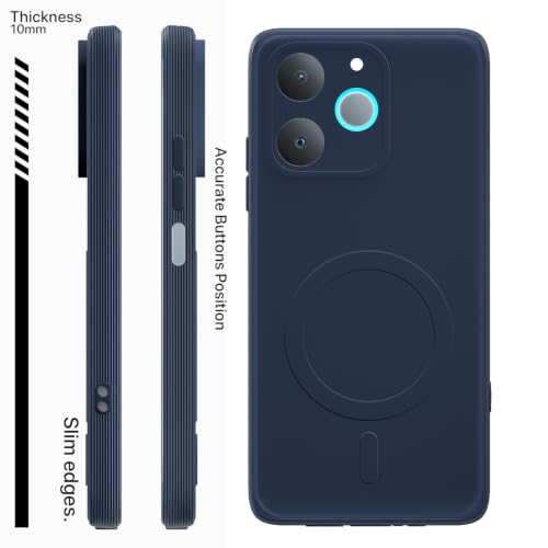Image of Outlouders Back Cover for Realme P4 Lite 4G Soft Matte Silicone Cover with Slim Fit | Mag-Safe Logo (Not Mag-Safe Compatible) | Shockproof | Camera Protection Bumper Case (Blue)