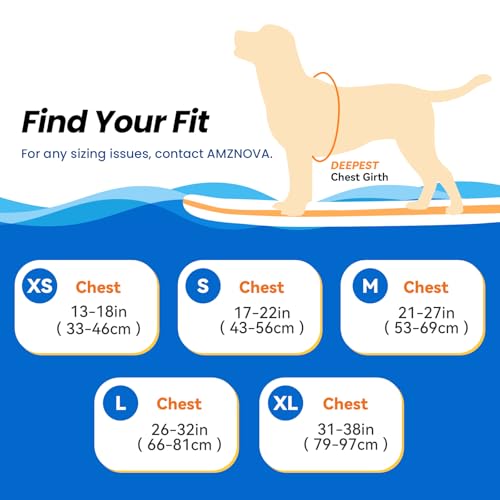 AMZNOVA Rip Stop Hundeschwimmweste, Schwimmweste Hund für Bootfahren, Auftrieb & Schwimmhilfe, Rettungsweste, XS, Leuchtend Gelb