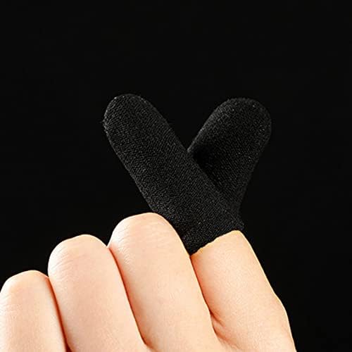 HUAYUWA 2 çift ter geçirmez parmak eldiveni, dikişsiz dokunmatik ekran, mobil oyun kumandası, parmak kılıfı, PUBG telefon oyun aksesuarları, siyah + siyah - Görsel 6