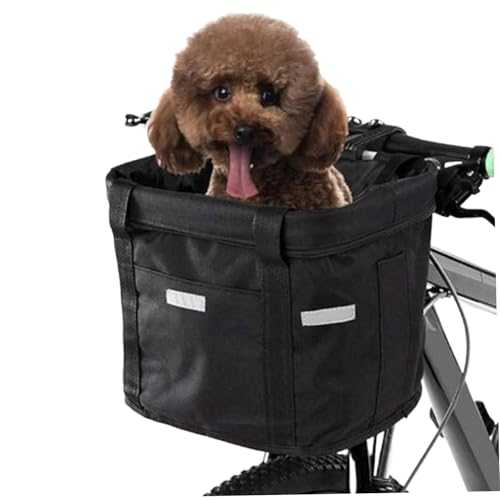 XJKLBYQ Cestino per Biciclette, Cesto Anteriore Pieghevole da 10 kg Cestino per Bici, portante per Cani Rimovibile per Manubrio, Lavabile in Lavatrice