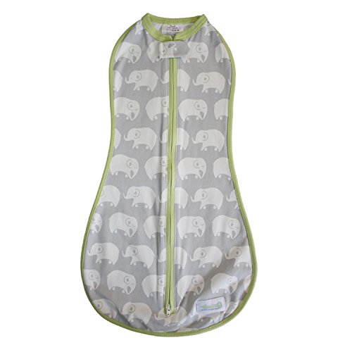 Woombie Original Baby Swaddling Blanket - Soothing, Cotton Baby Swaddle - Wearable Baby Blanket, Stardust Elephant, 5-13 lbs