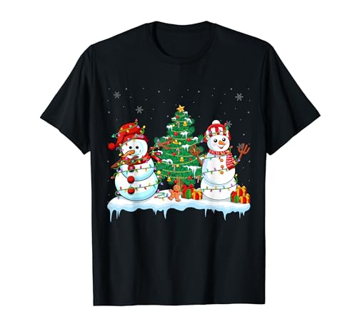 Snowman Lover Xmas - Snowman Wearing Santa Hat Christmas Camiseta