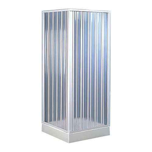 Forte: Box doccia Nova a soffietto angolare in PVC, Anticalcare, Riducibile, Resistente agli urti, Kit completo, 80L x 80P x 185H, Bianco pastello