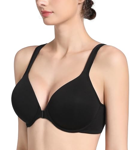Image of Lemorosy Front Closure Posture Bra Back Support Smoothing Underwire Comfortable Everyday Bras for Women