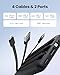 Coowisty Portable Charger with Built-in Cables, Slim 10000mAh Power Bank with USB C, Travel Essentials External Battery Pack 5 Outputs 2 Inputs LED Display Compatible with iPhone/Android & More(Black)