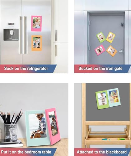 Image of 3PCS Fridge Magnet Photo Frame, Mini Photo Frame Set, Fridge Magnet for Home Decoration, Small Magnetic Photo Frame in Pink Green Blue (9x6.5 cm)